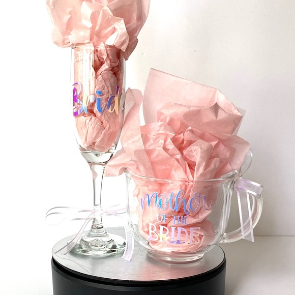 Bridal Gift Set Champagne Glass and Coffee Mug - Picture 2 of 6
